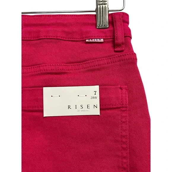 Risen Cargo Jeans Womens 7/28 Fuchsia Pink Wide Leg Utility Y2K Streetwear Bold - Picture 12 of 13